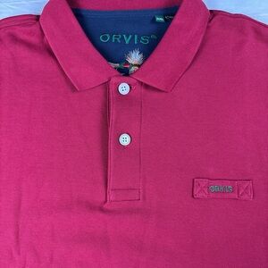 Orvis Men's Red Fly Fishing Performance Polo Shirt 2XL